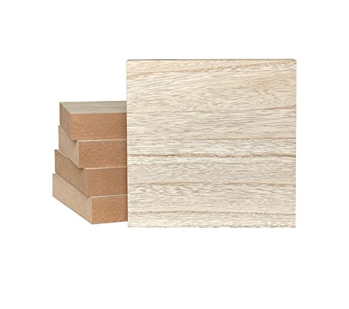 5 Pack Thick MDF Wood Blocks Unfinished Wooden Squares for Crafts Memorial Sign(6x6x1 in) Cregugua