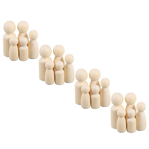 Toyvian 50pcs White Embryo Wood Doll Peg Doll Kit Unfinished Peg Dolls Wood Peg Dolls Natural Wooden Mushroom Kids Glass Mushroom Painting Puppets Toyvian