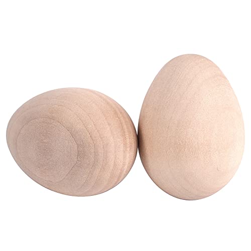 ZOENHOU 40 PCS 2.4 x 1.8 Inch Wooden Easter Eggs to Paint, Quality Unfinished Wooden Easter Eggs, Unpainted Wooden Eggs Fake Wood Craft Eggs for ZOENHOU