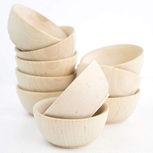 Chica and Jo Set of 50 Small Unfinished Wooden Bowls - Pinch Bowls, Condiment Cups, Salt Cellars (50) Chica and Jo