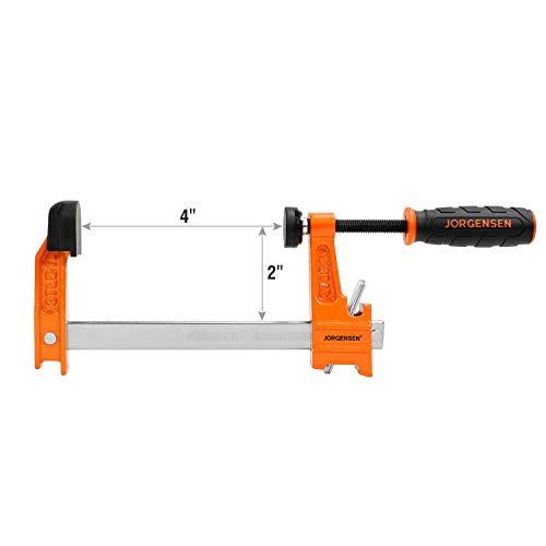 Jorgensen 2-Pack Steel Bar Clamp Set, 4-inch Light Duty, 300 Lbs Load Limit, for Woodworking Jorgensen