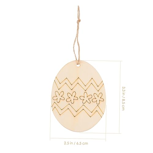 Yardenfun 60pcs Easter Egg Wooden Pendant Easter Wood Cutouts Easter Wood Slices Unfinished Wood Cutout Blank Ornaments DIY Easter Wood Pendant Yardenfun