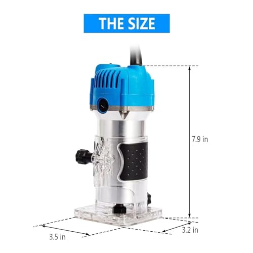 Wood Routers, Electric Wood Trimmer Router Tool, Compact Wood Router Tool Hand Trimmer, Cutting Palmming Tool, 30000 RPM 1/4" Collets 800W 110V，Blue - WoodArtSupply