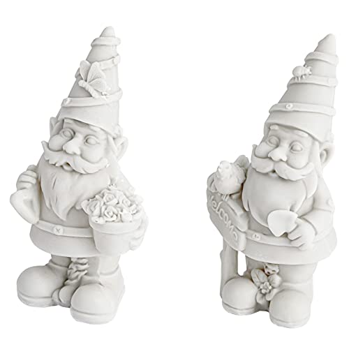 2 Pack Ceramics to Paint - Paint Your Own Garden Gnome Statues, Blank Paintable Ceramics for Adults (5 in) - WoodArtSupply