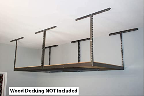 MonsterRax 4x8 Overhead Garage Storage Rack Frame Kit - Hanging Storage Shelves, Garage Ceiling Storage Rack System, Ceiling Shelving - (Hammertone, MonsterRAX Storage Solutions