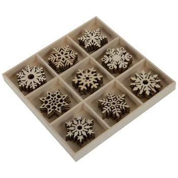 Mini Laser Cuts Wood Shape Christmas Holiday Snowflakes - 54 Pieces - WoodArtSupply