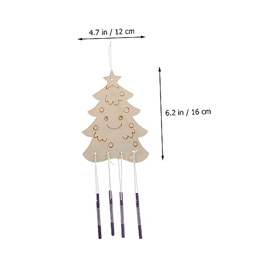 Yardwe 16 Sets Christmas DIY Wind Chime Christmas Tree Ornament Christmas Bell Pendant Xmas Unfinished Wind Chime Wind Chime Craft Kit Ornaments for Yardwe