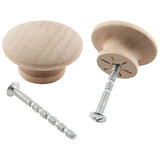 Murtenze 10 Pack 1-1/2 Inch Wood Knobs Unfinished Round Mushroom Shape Wooden Cabinet Pulls Handles Drawer Knobs Dresser Knobs for Drawer Dresser Murtenze