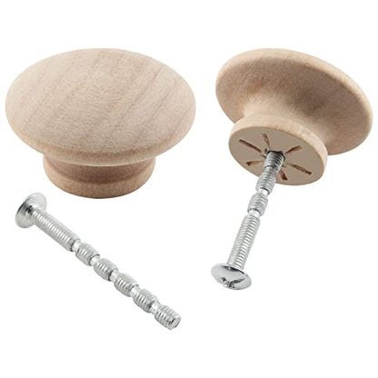 Murtenze 10 Pack 1-1/2 Inch Wood Knobs Unfinished Round Mushroom Shape Wooden Cabinet Pulls Handles Drawer Knobs Dresser Knobs for Drawer Dresser - WoodArtSupply