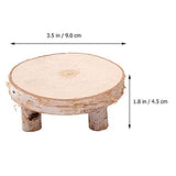 PartyKindom 1Pc Solid Wood Ornaments Candle Holder Wood Slice Table Fruit Tray Cake Stand Wooden Serving Tray Potted Plant DIY Unfinished Wooden PartyKindom