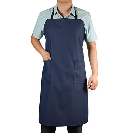 Waterproof Rubber Vinyl Apron W/ 2 Pockets - Lab Apron for DishWashing,Grooming Blue VWELL