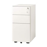 DEVAISE 3-Drawer Slim Vertical File Cabinet, Fully Assembled Except Casters, Legal/Letter Size, White DEVAISE