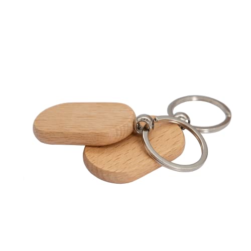 TFoRibbon Blank Wooden Key Tag Key Chain Rectangle Wood Engraving Blanks 20 Pack TFoRibbon