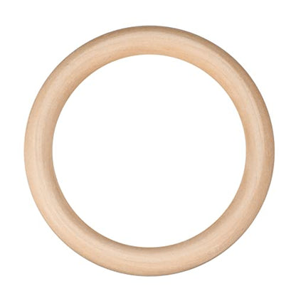 uxcell 1Pcs 125mm(5-inch) Natural Wood Rings, 15mm Thick Smooth Unfinished Wooden Circles for DIY Crafting, Knitting, Macrame, Pendant - WoodArtSupply