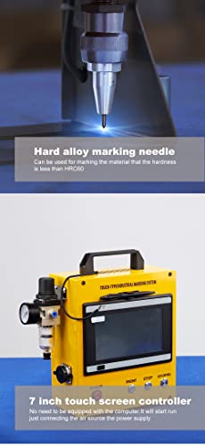 US Stock 100W Portable Pneumatic Engraver Dot Peen Marking Machine 120X50mm(4.7X2inch) Engraving Area WTTTOOLS