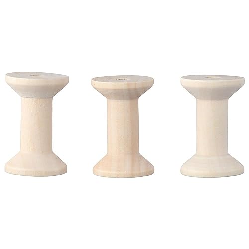 Uniquer 20Pcs Wooden Empty Thread Spools,Splinter- Free Unfinished Wood Spools Natural Wire Weaving Bobbins for Embroidery and Sewing Machines Uniquer