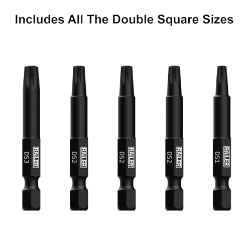 Double Square 8 Point Star Bit Set. Railer Premium S2 Steel 2 Inch 8 Spline Double Square Bit Set With A Storage Bit Holder (5pc Set) Railer