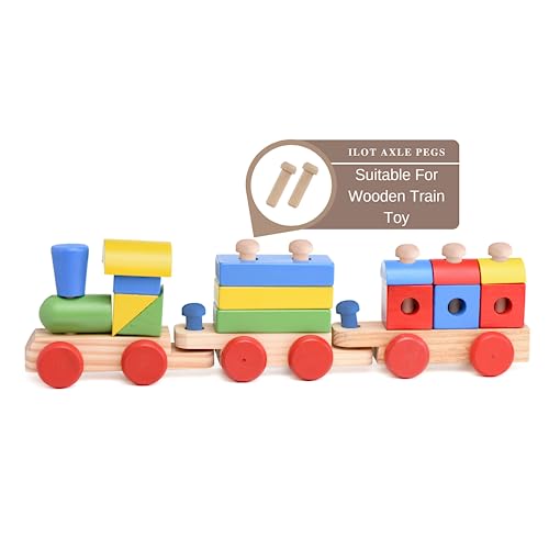 ILOT Wood Axle Pegs, 1-3/8-inch Fits 3/8-inch Hole Pack of 100 Mini Wooden Pegs for Train Car Wheel Craft Woodworking Pegboard ILOT