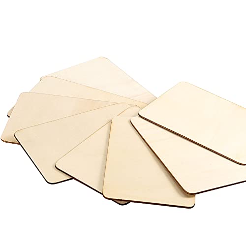 HAKZEON 100 Pieces 4 x 6 Inches Wood Rectangle, 0.1 inch Thick Unfinished Wood Pieces Blank Wooden Tiles with Rounded Corners for DIY Painting, Art HAKZEON