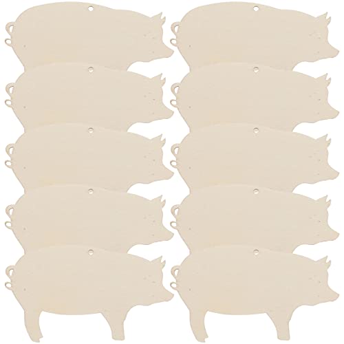 COHEALI 10pcs Wood Blanks Unfinished Wood Pigs Wood Gift Tags Wood Pigs Slices Gift Label Pig Shape Wood Tags Craft Wood Deer Out Animal Label Tags - WoodArtSupply