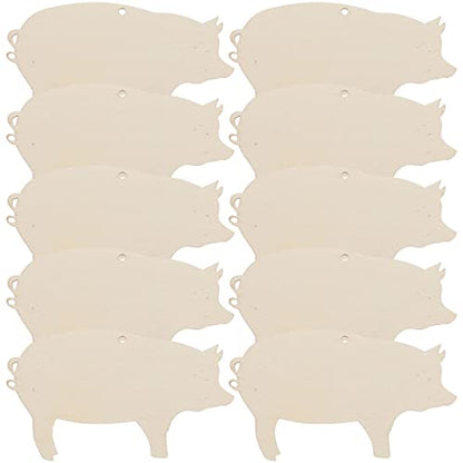 COHEALI 10pcs Wood Blanks Unfinished Wood Pigs Wood Gift Tags Wood Pigs Slices Gift Label Pig Shape Wood Tags Craft Wood Deer Out Animal Label Tags - WoodArtSupply