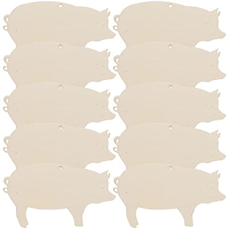 COHEALI 10pcs Wood Blanks Unfinished Wood Pigs Wood Gift Tags Wood Pigs Slices Gift Label Pig Shape Wood Tags Craft Wood Deer Out Animal Label Tags COHEALI