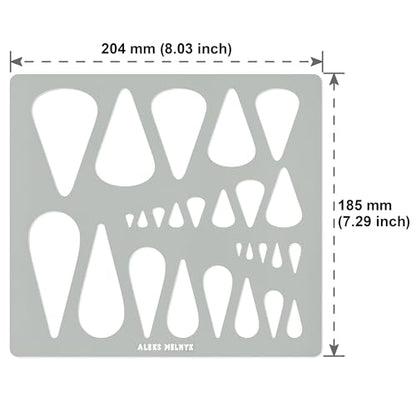 Aleks Melnyk #211 Metal Stencil for Jewelry, Shape Earring Teardrops Cutouts Stencil, Lapidary Template for Cabochons, Tear Drop, Jewelry Making - WoodArtSupply