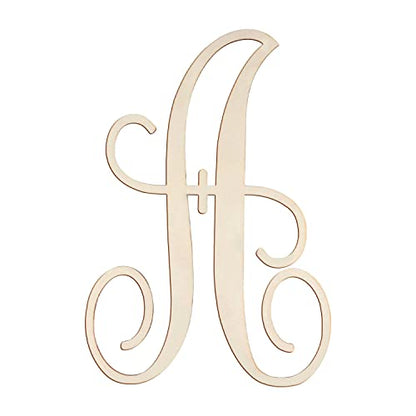 Cursive Wooden Letters A for Wall Decor 14 Inch Large Wooden Letters Unfinished Monogram Wood Letter Crafts Alphabet Sign Cutouts for DIY Painting