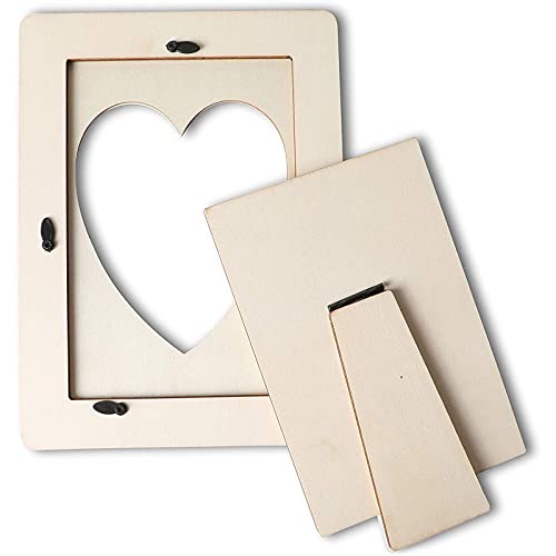 Heart Shaped Unfinished Wood Picture Frames for 4 x 6 Photos (5.9 x 7.9 In, 4 Pack) Bright Creations