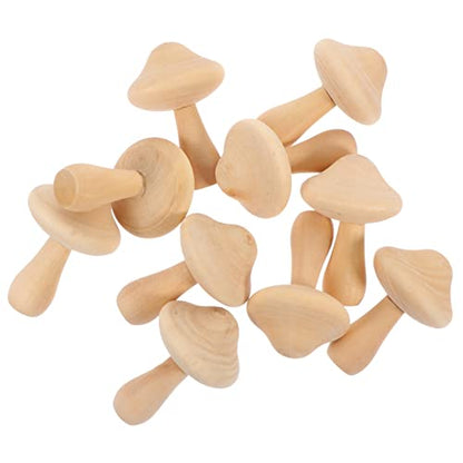 MAGICLULU 10pcs Unfinished Wooden Mushroom Unpainted Wood Mushrooms Set Various Sizes Wooden Mushroom for Arts Projects