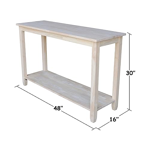 IC International Concepts Solano Console Table, 48 in W x 16 in D x 30 in H, Unfinished