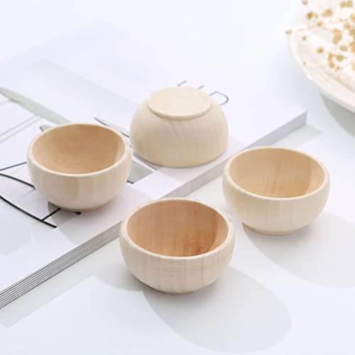 Toddmomy 5pcs Wooden Craft Bowls Unfinished,Unpainted Wooden Bowls Wood Crafts Bowls for DIY Craf