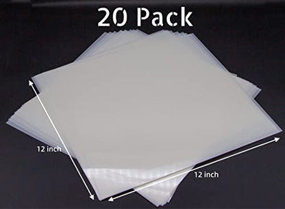 20 Pack 7.5mil Mylar Sheets, 12 X 12 Inch Stencil Paper for Cricut, Laser Cutting, Template Plastic for Quilting, Blank Plastic Sheets for Crafts, Food Grade Mylar Stencil Sheets