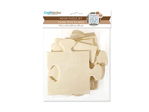 Craft Supply Customizable Make Your Own Wood Puzzle Cutout Set - 9 Pieces - Makes a 11.4 x 11.4 Inch Puzzle - WoodArtSupply