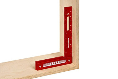 Woodpeckers Precision Woodworking Square, 12 Inch x 8 Inch, Hands Free Design, USA Made - WoodArtSupply