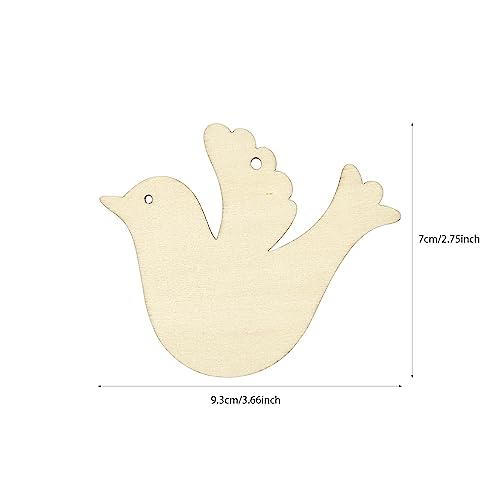 32 Pack Wood Peace Dove Bird Cutouts Unfinished Wooden Peace Dove Bird Hanging Ornaments DIY Peace Dove Bird Craft Gift Tags for Home Party