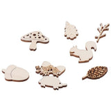 hobbyhub 200Pcs Animals and Plants Wooden Embellishments,Unfinished Wood Cutout Set Forest Animal Leaf Mushroom Craft Pieces Slice Ornament for DIY hobbyhub