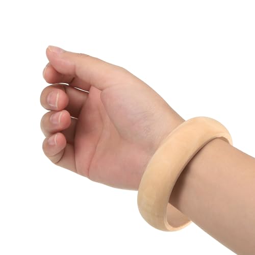 uxcell Wooden Bangle Bracelet, 6Pcs 81mm - Log Retro Macrame Rings, Unfinished Smooth Wood Circle, Wooden Rings for Crafts, Jewelry, DIY Making, Home uxcell
