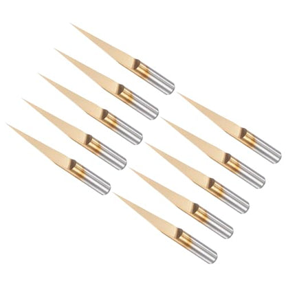 CoCud Engraving CNC Router Bits, 0.1mm (0.004") Tip Width 15 Degree Angle 1/8" Shank Ti-Coated Carbide V Groove Carving Bits - (Applications: for - WoodArtSupply