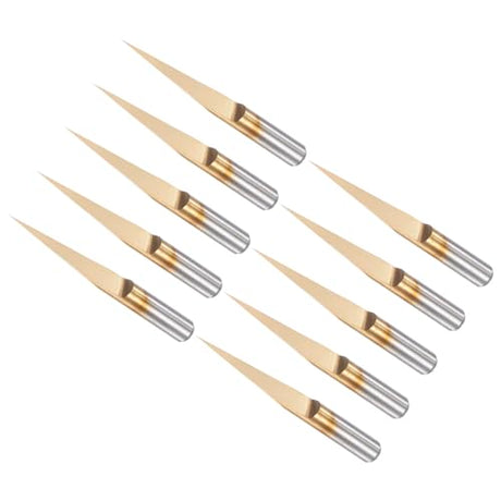 CoCud Engraving CNC Router Bits, 0.1mm (0.004") Tip Width 15 Degree Angle 1/8" Shank Ti-Coated Carbide V Groove Carving Bits - (Applications: for CoCud