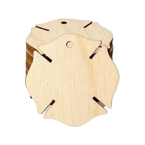6-Pack Fire Department Fireman Fire Fighter Rescue Emblem Badge Shield Cross with Hole Unfinished Wood Cutout DIY Crafts Door Hanger Sign Ready to Texan Wood Crafts