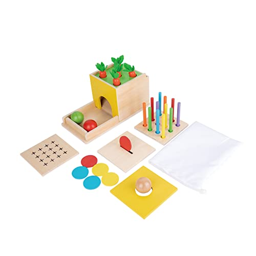 Adena Montessori 5 in 1 Object Permanence Box Toddler Play Kit Toys for 1 Year Old Babies 6-12 Months 2 Year Old Adena Montessori