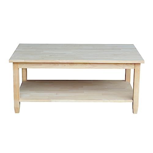 IC International Concepts Solano Coffee Table, 42 in W x 25 in D x 18 in H, Unfinished IC International Concepts