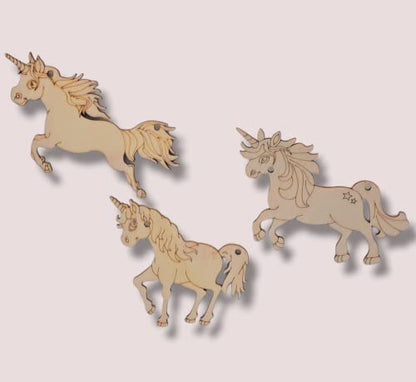 3 Pieces Unicorn Wood Cutout Shapes for Crafts, Unfinished Wood Crafts, Wood Planks for Crafts, Wood Shapes, Craft Wood, Home and Room Decor, Sign - WoodArtSupply