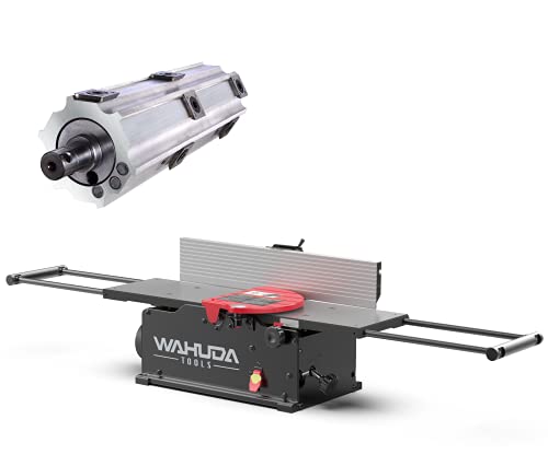 Wahuda Tools Jointer - 10-inch Benchtop Wood Jointer, Spiral Cutterhead Portable Jointer, Cast Iron Tables w/Pull Out Extensions, 4-Sided Carbide WAHUDA TOOLS