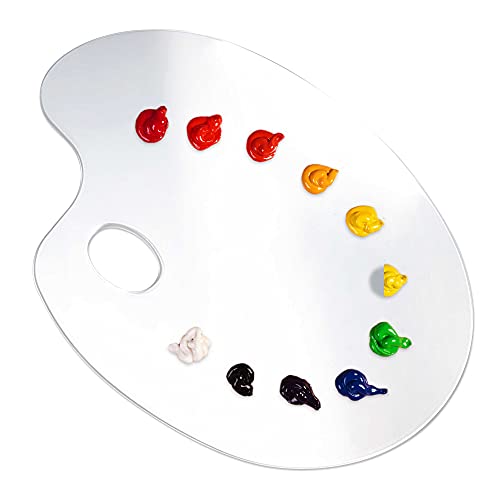 U.S. Art Supply 9.5" x 13.8" Clear Oval-Shaped Acrylic Painting Palette - Transparent Plastic Artist Paint Color Mixing Tray - Non-Stick, Easy Clean, - WoodArtSupply