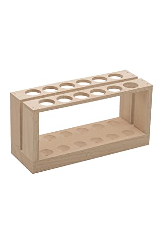 EISCO Wooden Test Tube Rack - Holds 12 x 15mm Diameter Tubes - 6" Wide, 2.7" Tall - Economy Unfinished Hardwood Construction Labs - WoodArtSupply