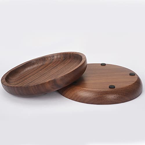 MAPRIAL Wooden Coasters for Drinks, 4 Pack 4 Inch Wood Drink Coasters Set 100% Natural Walnut Coasters for Housewarming Gifts for New Home, Office, MAPRIAL