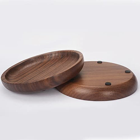 MAPRIAL Wooden Coasters for Drinks, 4 Pack 4 Inch Wood Drink Coasters Set 100% Natural Walnut Coasters for Housewarming Gifts for New Home, Office, MAPRIAL