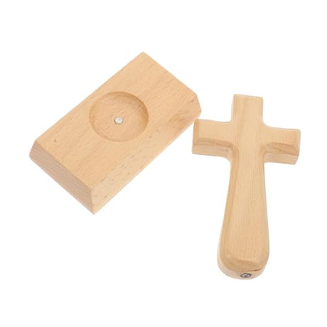Yardenfun 1 Set Wooden Cross Table Altar Cross Wood Standing Latin Cross Wood Cross Centerpiece Unfinished Wood Cross Decorative Cross for Desk Table Yardenfun